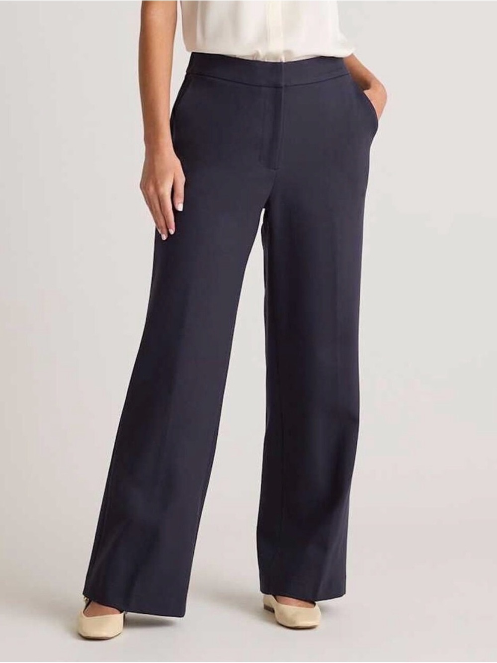 Quince Ultra Stretch Pointe Trousers Navy Wide-Leg‎ Women's Pants. Size 12